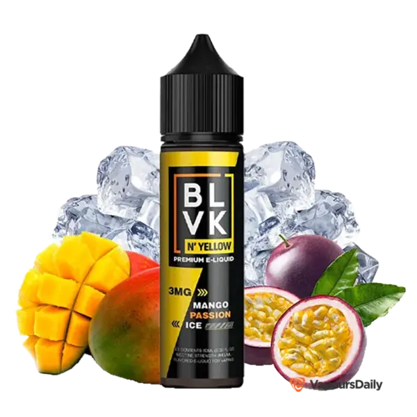 خرید جویس بی ال وی کی انبه پشن فروت یخ BLVK MANGO PASSION ICE–N’ YELLOW SERIES